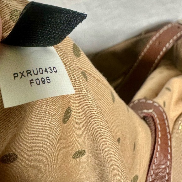 KATE SPADE Brown Leather Gold Canvas Shoulder Tote Bucket Market Carryall Bag - Picture 8 of 10